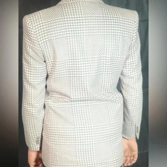 90s Vintage Pink and Gray Tweed Blazer Geoffrey Alexander for PRIVATE AGENDA - Picture 5 of 6